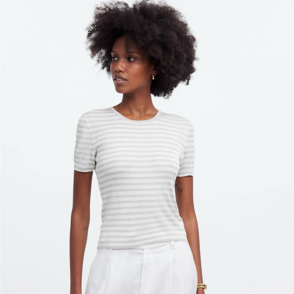 Madewell Women's Micro-Rib Sweater Tee in Monument M
